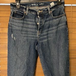 Old Navy Dark Denim Slouchy Straight Jeans Size 6 Tall